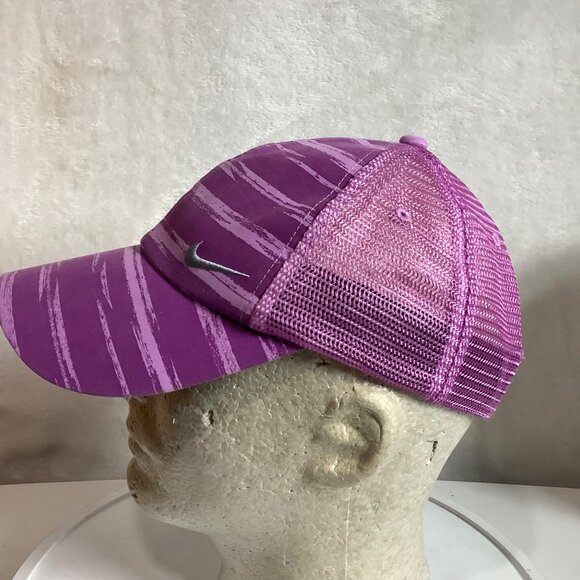 Nike Golf Purple Striped Mesh Trucker Hat Adjustable One Size - Picture 2 of 6